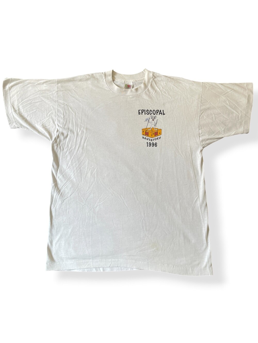 Vintage 90s Funny Mouse Trap Slogan Graphic White Single Stitch T-Shirt Mens XL